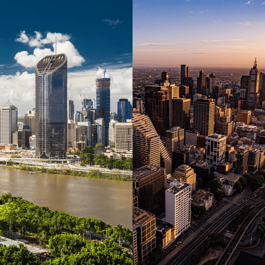 Brisbane and Melbourne